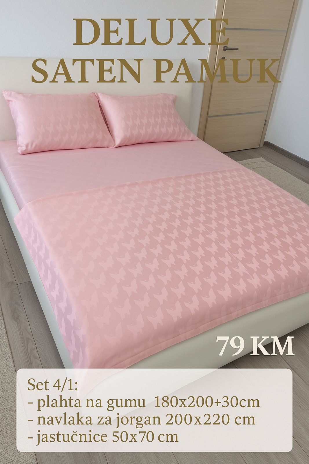DELUXE saten pamuk set posteljina na gumu 4/1.