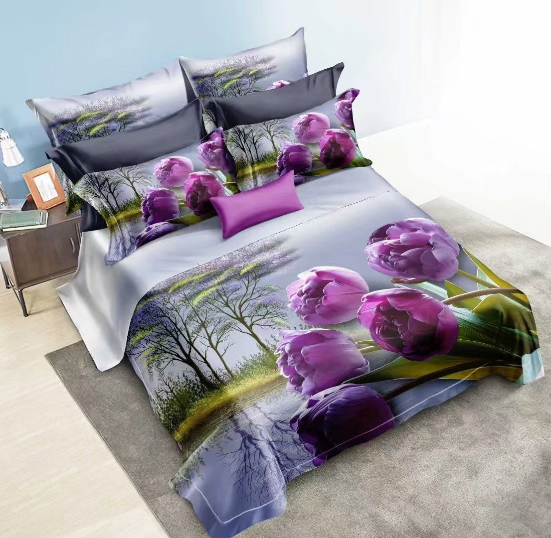 Višebojne pamučne posteljine. Sadrži: plahta 220x240 cm, navlaka za jorgan 200x220 cm, jastučnice 50x70 cm 2 komada.