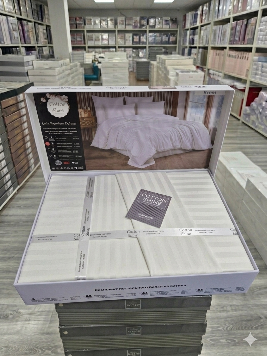 Deluxe saten pamuk posteljina set 4/1 uključuje: plahtu 240x240cm, navlaku 220x200cm i dvije jastučnice 50x70cm