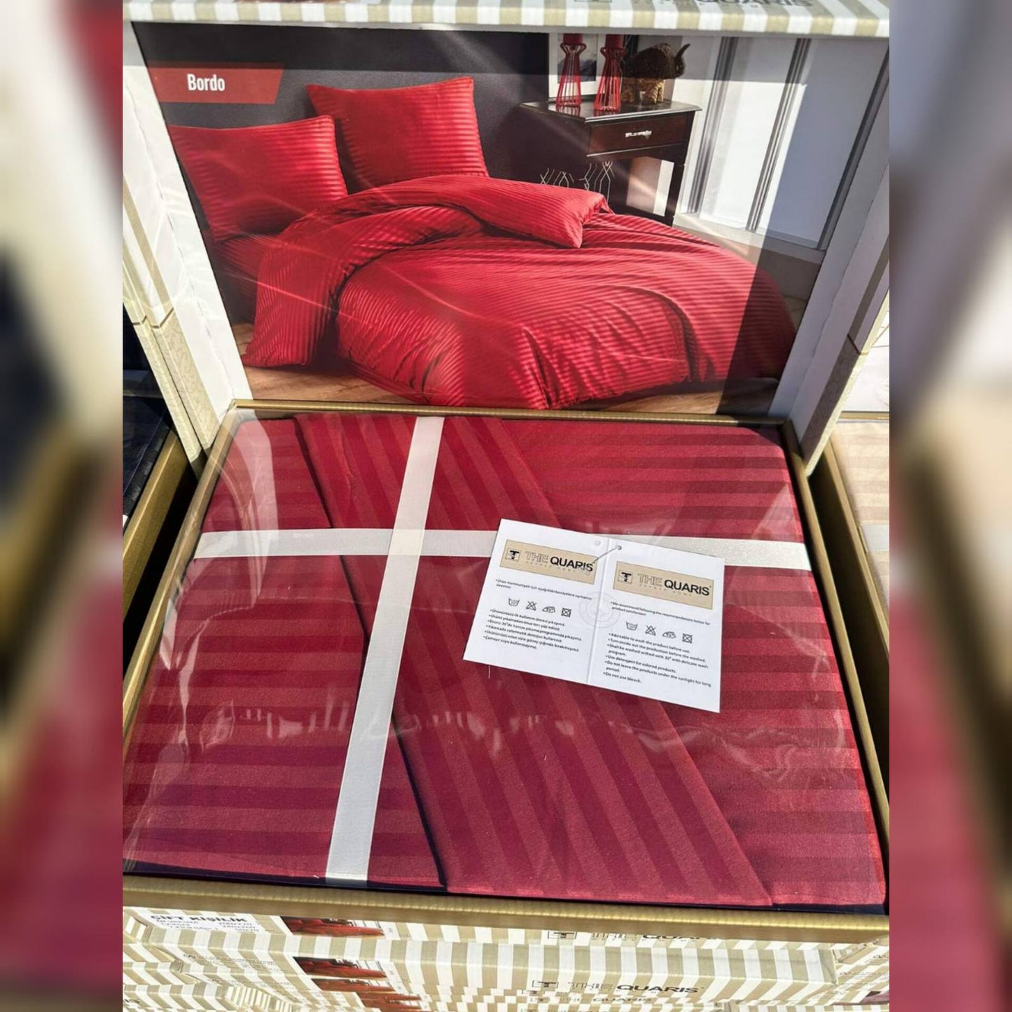 Deluxe saten pamuk posteljina set 4/1 uključuje: plahtu 240x240cm, navlaku 220x200cm i dvije jastučnice 50x70cm