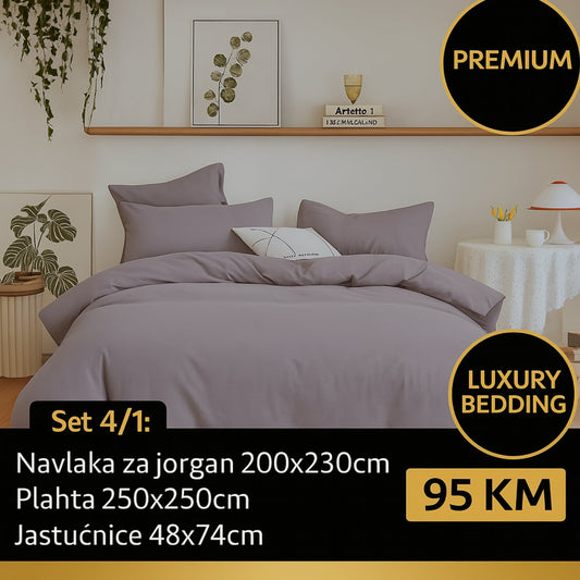 PREMIUM 100% pamuk bračna posteljina Slifer 200x230 Plahta 250x250 Jastucnica 48x74 2 komada