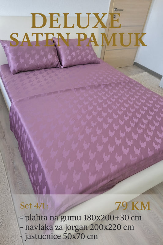 DELUXE saten pamuk set posteljina na gumu 4/1.