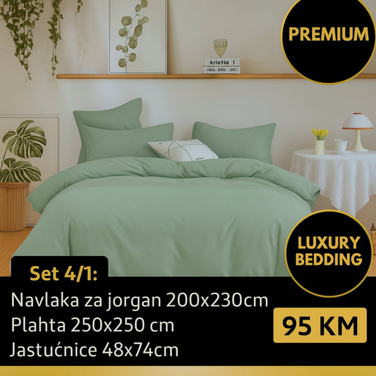 PREMIUM 100% pamuk bračna posteljina Slifer 200x230 Plahta 250x250 Jastucnica 48x74 2 komada
