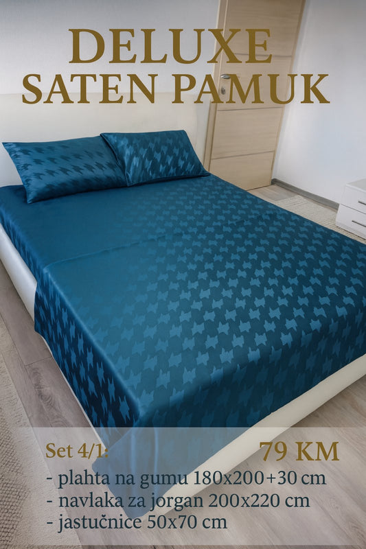 DELUXE saten pamuk set posteljina na gumu 4/1.