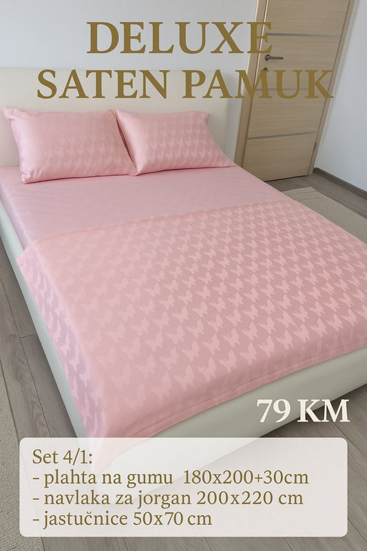 DELUXE saten pamuk set posteljina na gumu 4/1.