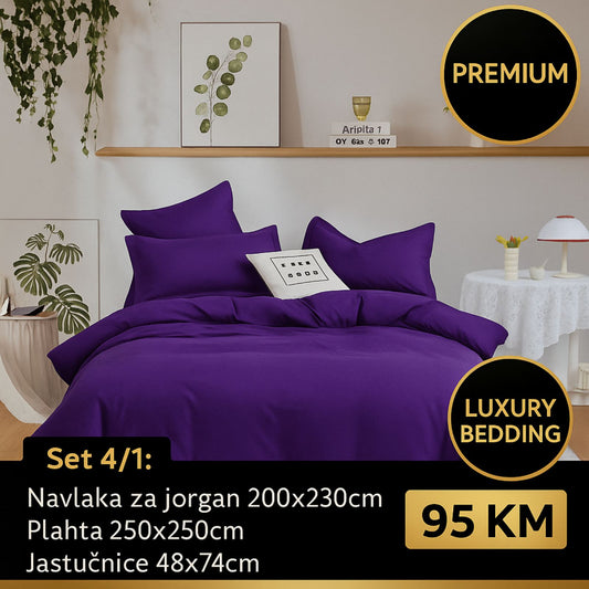 PREMIUM 100% pamuk bračna posteljina Slifer 200x230 Plahta 250x250 Jastucnica 48x74 2 komada