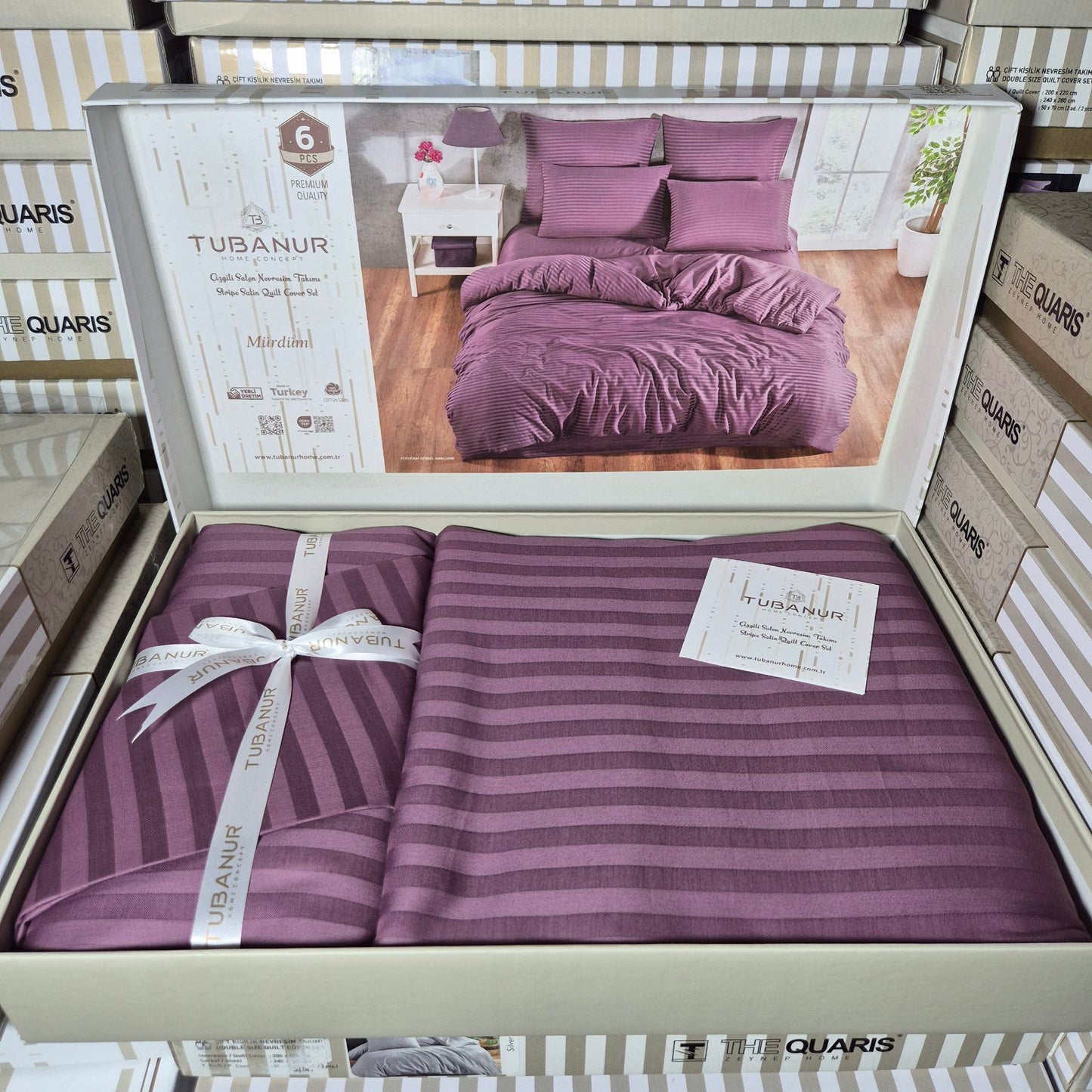 PREMIUM SATEN PAMUK POSTELJINA SET 6/1 – Luksuz koji se osjeti 🌙✨ (plahta 240x260cm, navlaka 220x200cm i 4 jastučnice 50x70cm)