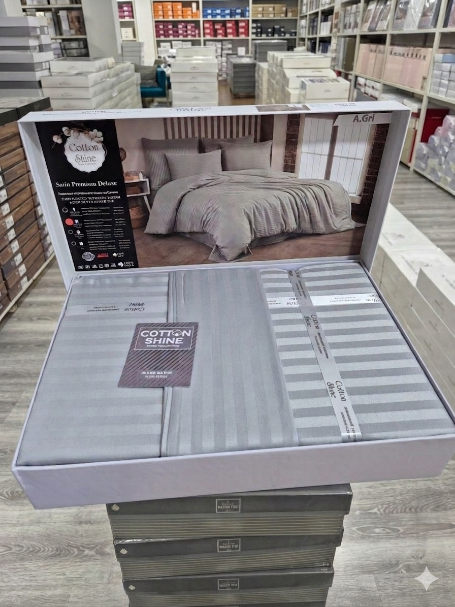 Deluxe saten pamuk posteljina set 4/1 uključuje: plahtu 240x240cm, navlaku 220x200cm i dvije jastučnice 50x70cm