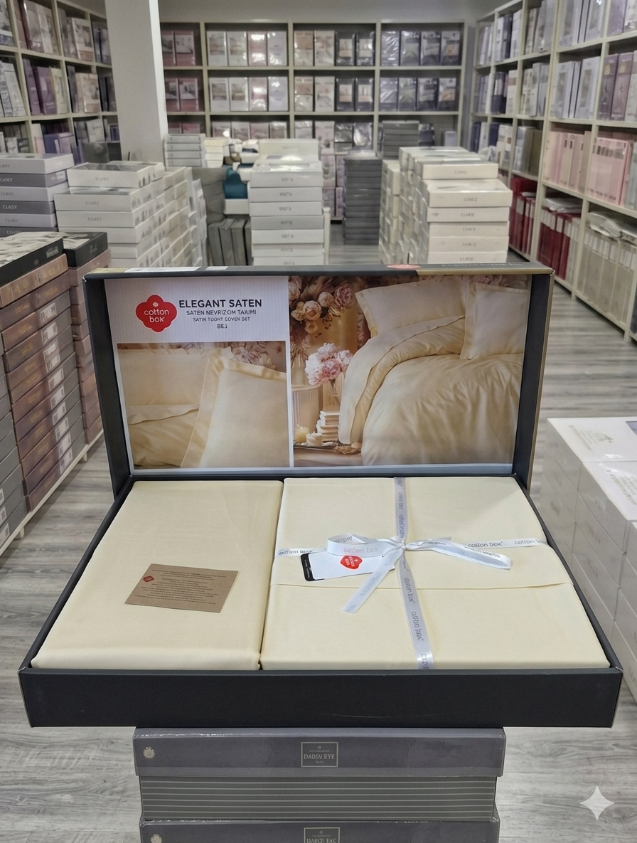 SATEN PAMUK POSTELJINA Cotton Box SET 4/1 uključuje: navlaka za jorgan 200x220cm, plahtu 240x260cm, 2 jastučnice (dvije 50x70cm).