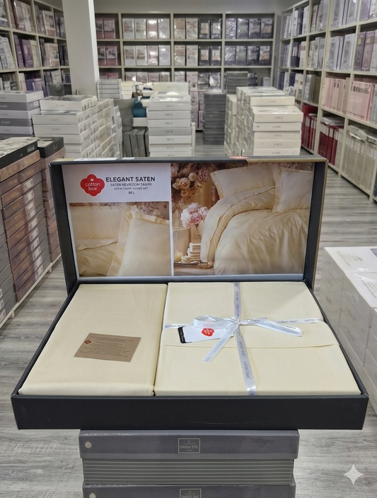 SATEN PAMUK POSTELJINA Cotton Box SET 4/1 uključuje: navlaka za jorgan 200x220cm, plahtu 240x260cm, 2 jastučnice (dvije 50x70cm).