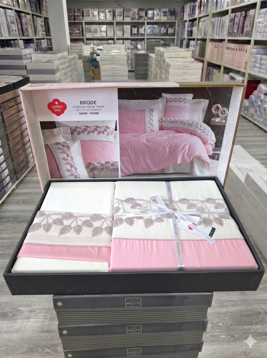 Luksuzna saten pamuk posteljina set 6/1 – uključuje plahtu 240x260, navlaku 220x200 i 4 jastučnice 50x70